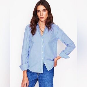 Boden Sienna Button Up Striped Long Sleeve Blouse Size 10P Cotton Shirt